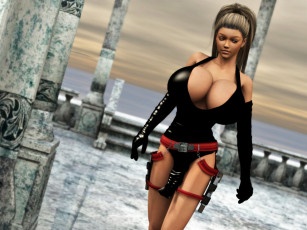 Картинка 3д+графика люди+ people девушка фон перчатки пистолет