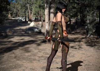 Картинка 3д+графика амазонки+ amazon взгляд девушка меч фон