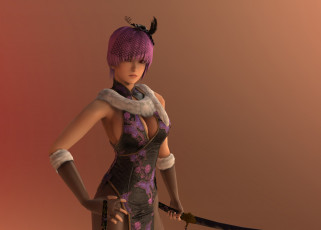 Картинка 3д+графика аниме+ anime девушка взгляд фон оружие