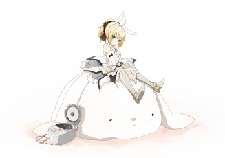 Картинка аниме fate stay+night saber арт девушка платье ушки кролик пароварка