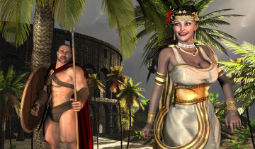 Картинка 3д+графика люди+ people девушка взгляд фон улыбка воин