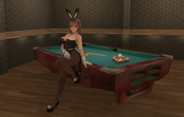 Картинка 3д+графика люди+ people стол фон взгляд шары бильярд девушка