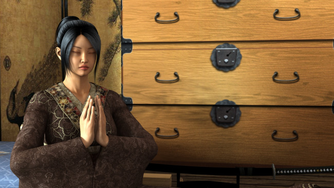 Обои картинки фото 3д графика, люди , people, девушка, взгляд, фон