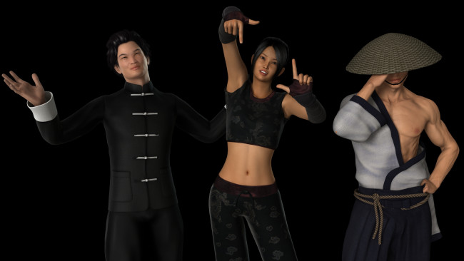 Обои картинки фото 3д графика, люди , people, девушка, взгляд, фон, мужчины