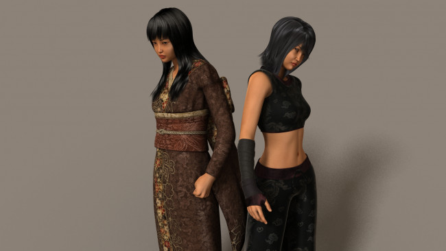 Обои картинки фото 3д графика, люди , people, девушки, взгляд, фон