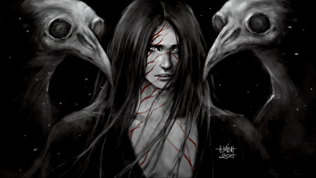 Обои картинки фото разное, арты, арт, взгляд, монстры, парень