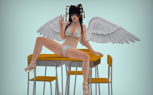 Обои картинки фото 3д графика, аниме , anime, девушка, взгляд, фон, ангел