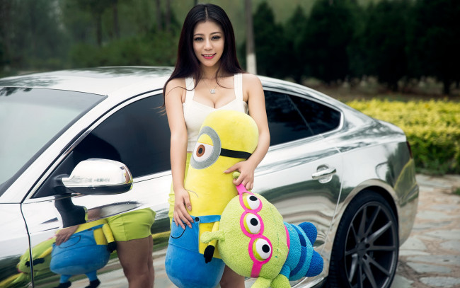 Обои картинки фото автомобили, -авто с девушками, автомобиль, фон, взгляд, девушка