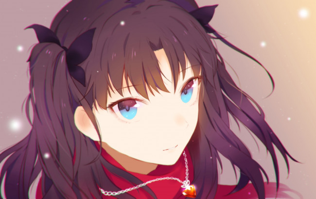 Обои картинки фото аниме, fate, stay night, stay, night, tohsaka, rin, heart, z603458jj6, арт, девушка, тосока, рин, взгялд