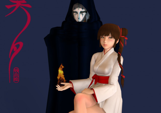 Обои картинки фото 3д графика, аниме , anime, девушка, взгляд, фон