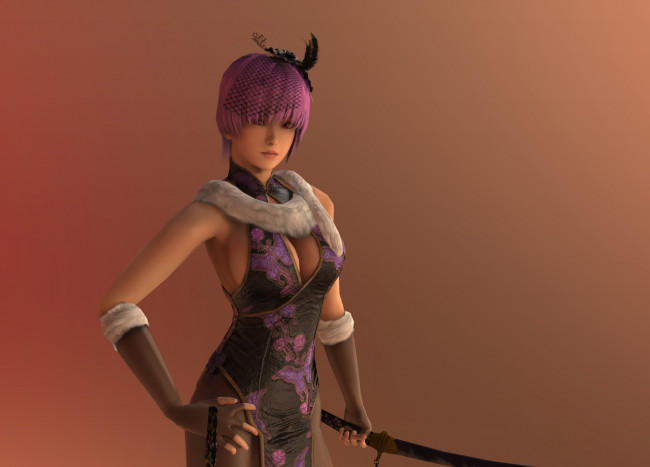 Обои картинки фото 3д графика, аниме , anime, девушка, взгляд, фон, оружие