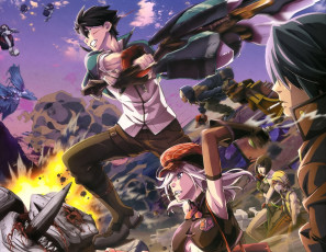 Картинка аниме god+eater оружие парни девушки