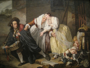 Картинка жан-батист+грез+-+жест+неаполитанца рисованное живопись мужчина женщины собака дети люди