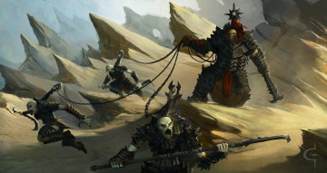 Картинка фэнтези нежить иной мир существа доспехи пустыня