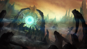 Картинка фэнтези иные+миры +иные+времена дракон мир иной скалы портал