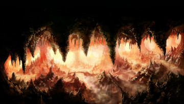Картинка фэнтези пейзажи сталагмит сталактит пещера фон