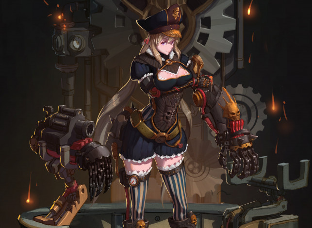 Обои картинки фото аниме, оружие,  техника,  технологии, девушка