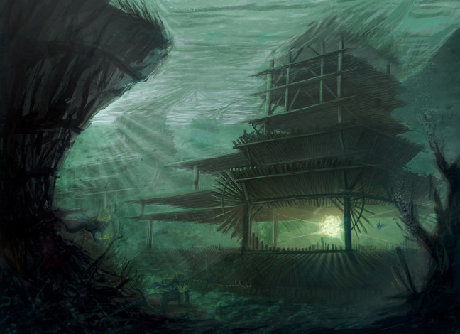 Обои картинки фото фэнтези, иные миры,  иные времена, подводный, мир, сооружение