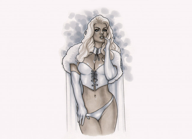 Обои картинки фото рисованное, комиксы, фон, девушка, манто, взгляд