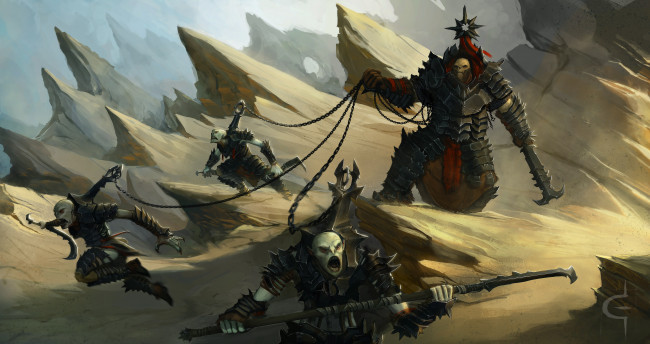 Обои картинки фото фэнтези, нежить, иной, мир, существа, доспехи, пустыня