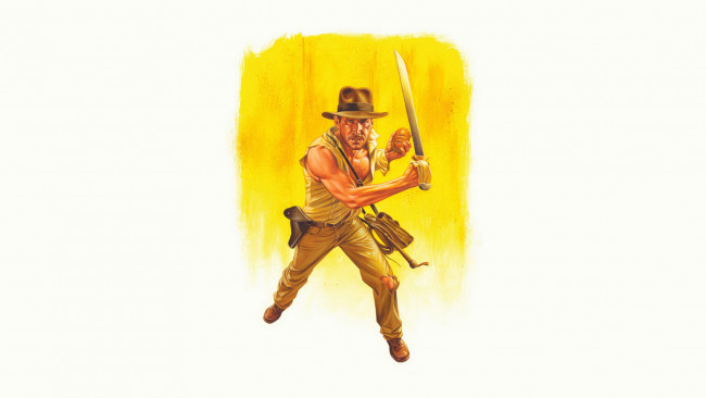 Обои картинки фото harrison ford, рисованное, кино, шляпа, сабля, взгляд, мужчина