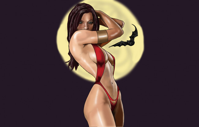 Обои картинки фото рисованное, комиксы, мышь, фон, взгляд, купальник, девушка