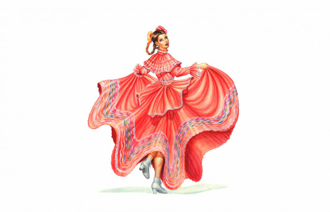 Обои картинки фото рисованное, люди, платье, фон, взгляд, девушка