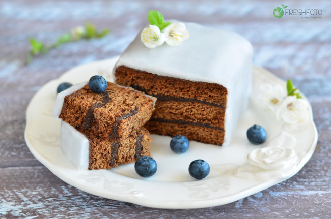 Обои картинки фото еда, торты, торт, глазурь, голубика