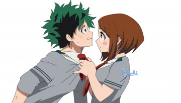 Картинка аниме boku+no+hero+academia изуку очако