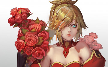 Картинка аниме fate stay+night девушка взгляд фон