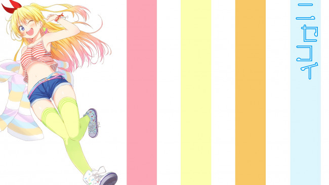 Обои картинки фото аниме, nisekoi, фон, взгляд, девушка