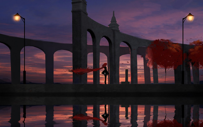 Обои картинки фото аниме, rwby, взгляд, девушка, фон