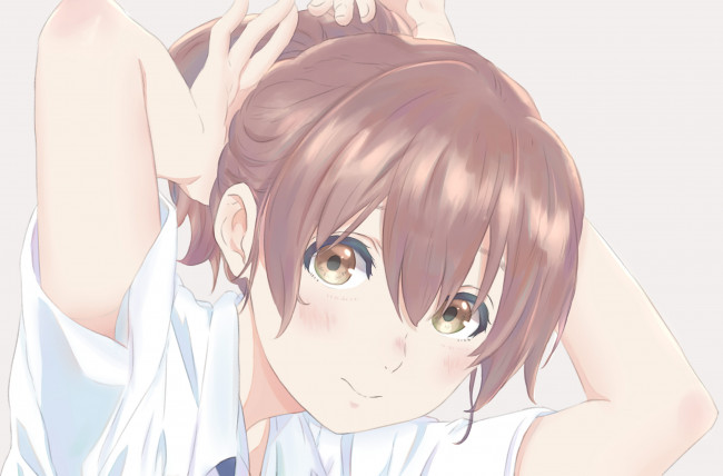 Обои картинки фото аниме, koe no katachi, девушка, взгляд, фон