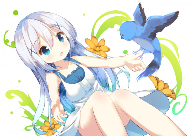 Обои картинки фото аниме, gochuumon wa usagi desu ka, девушка, фон, взгляд