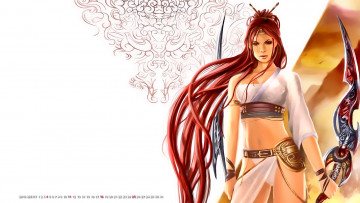 Картинка календари фэнтези девушка женщина оружие взгляд calendar 2019