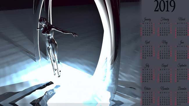 Обои картинки фото календари, 3д-графика, 2019, calendar, женщина, девушка