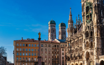 Картинка marian+column marienplatz города мюнхен+ германия marian column