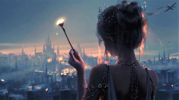 Картинка фэнтези _ghost+blade+ +призрачный+клинок девушка город