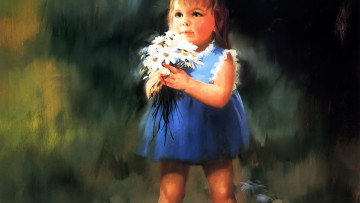 Картинка рисованное donald+zolan девочка ребенок платье букет цветы