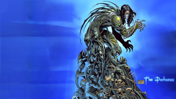 обоя видео игры, the darkness, демон, когти, нежить, кости, черепа