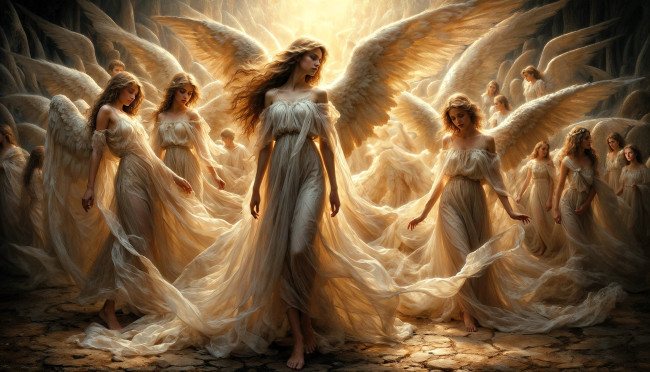 Обои картинки фото фэнтези, ангелы, девушки, крылья