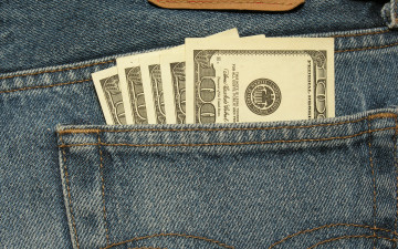 Картинка разное золото купюры монеты карман доллары джинсы