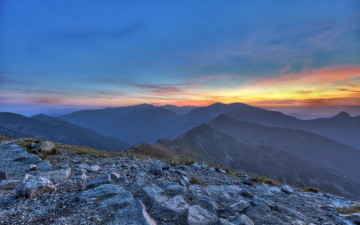 Картинка природа горы камни закат