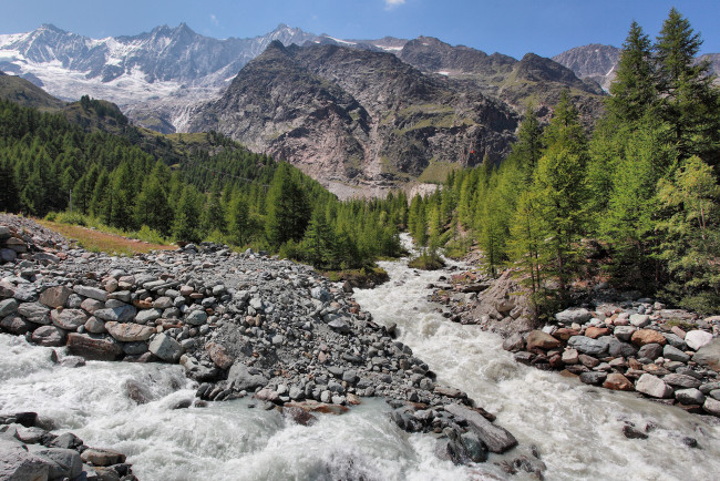 Обои картинки фото природа, горы, trees, water, mountains, stones, streams