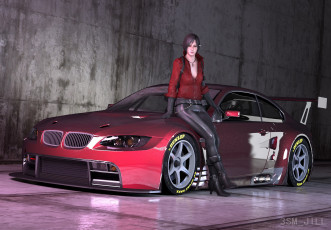 Картинка автомобили 3d+car&girl автомобиль взгляд девушка