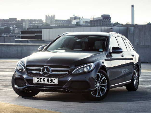 Обои картинки фото автомобили, mercedes-benz, uk-spec, estate, se, bluetec, c, 220, темный, 2014г, s205