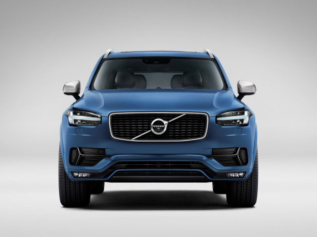 Обои картинки фото автомобили, volvo, r-design, 2015г, синий, t6, xc90