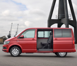 Картинка автомобили volkswagen красный 2015г t6 uk-spec kombi transporter