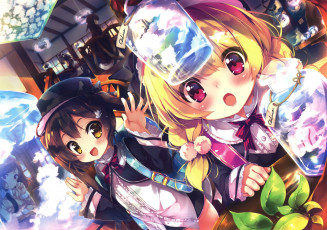 Картинка аниме unknown +другое облака восхищение девочки дети банки арт mayuzaki yuu