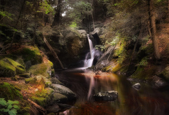 Картинка природа водопады лес река водопад